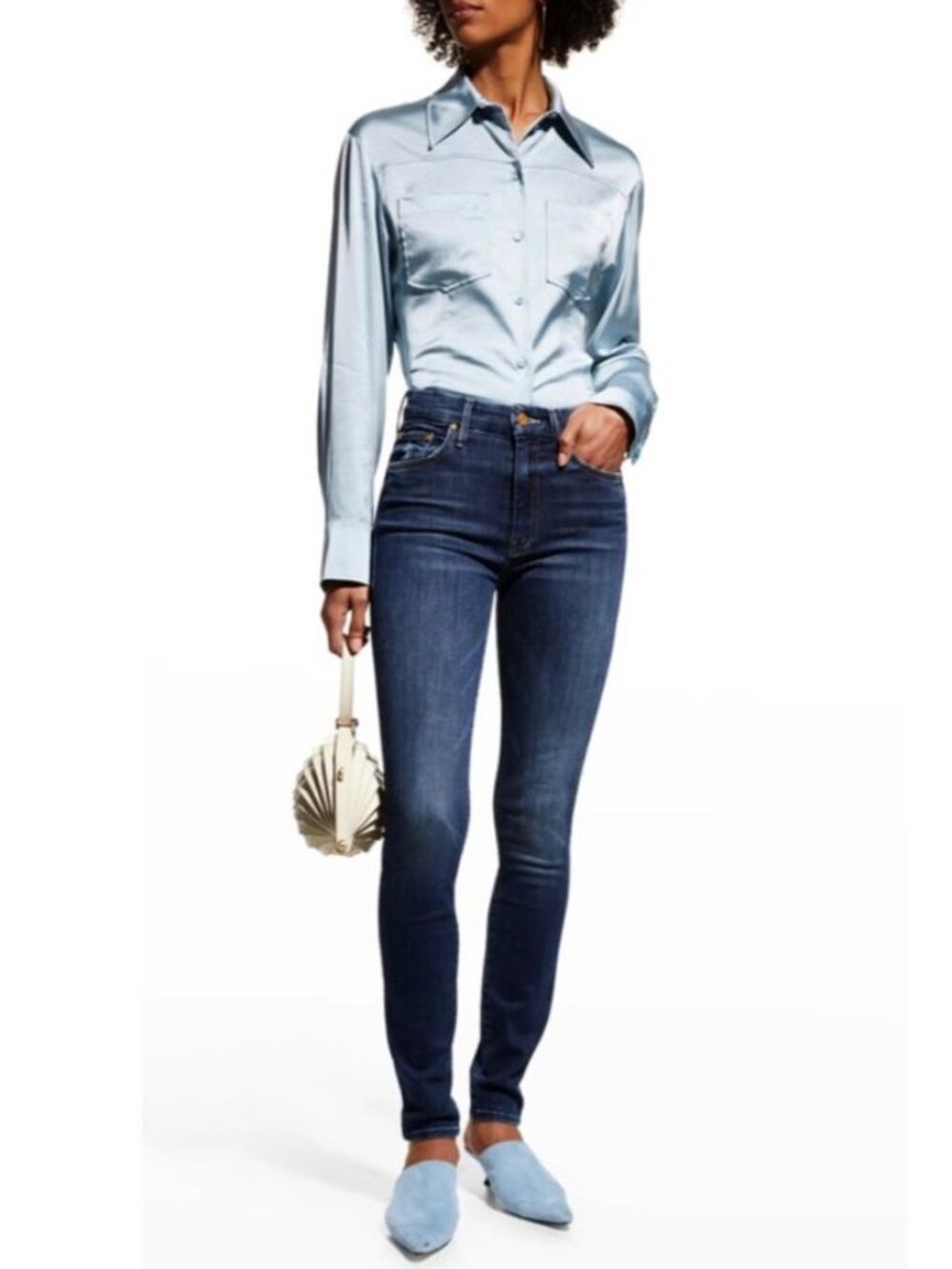 Mother High Waisted Looker Tempted Again Skinny Jeans Dark Blue Size 26